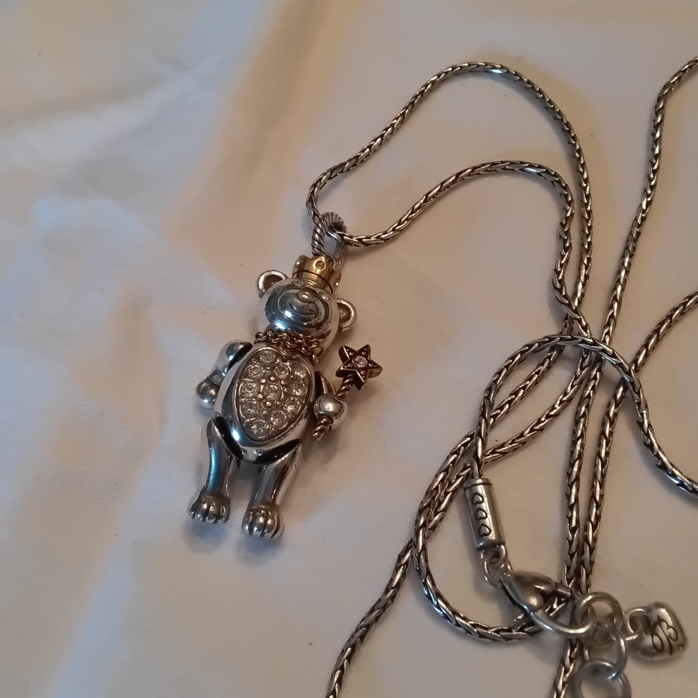 Brighton vintage articulated teddy bear pendant W 36" Brighton Chain - Picture 4 of 5